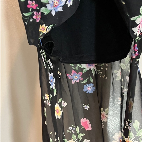 Divided Black Floral Pencil Skirt XS Sheer over Short Skirt - Picture 4 of 8